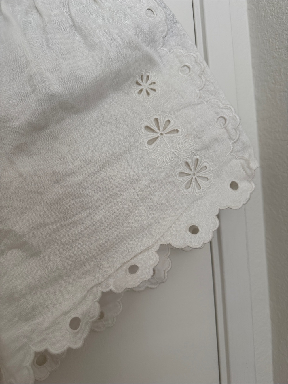 FARM Rio White Eyelet Scallop Hem Shorts - Picture 2 of 5